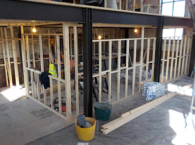 Stud Walling for Lower Mezzanine Office Renovation by Gavin Edmondson Solicitors
